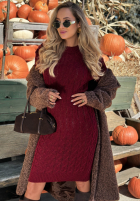 Sweterkowa Kleid midi z ozdobnym splotem Misty Darling Beige