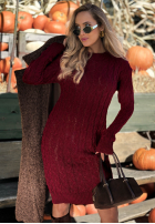 Sweterkowa Kleid midi z ozdobnym splotem Misty Darling Beige
