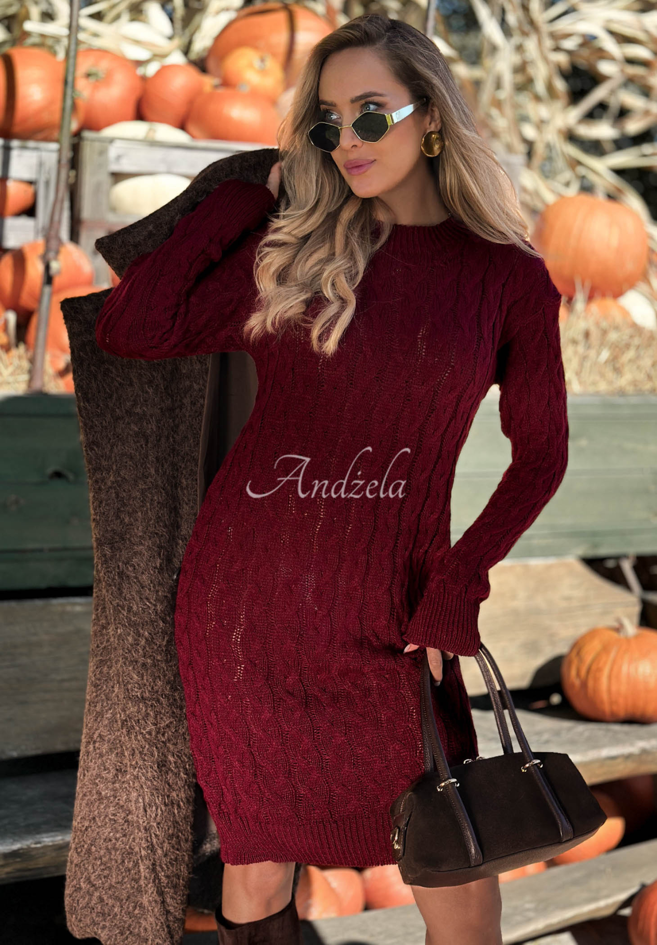 Strickkleid mit Mohair und Wolle Misty Darling Burgunderrot