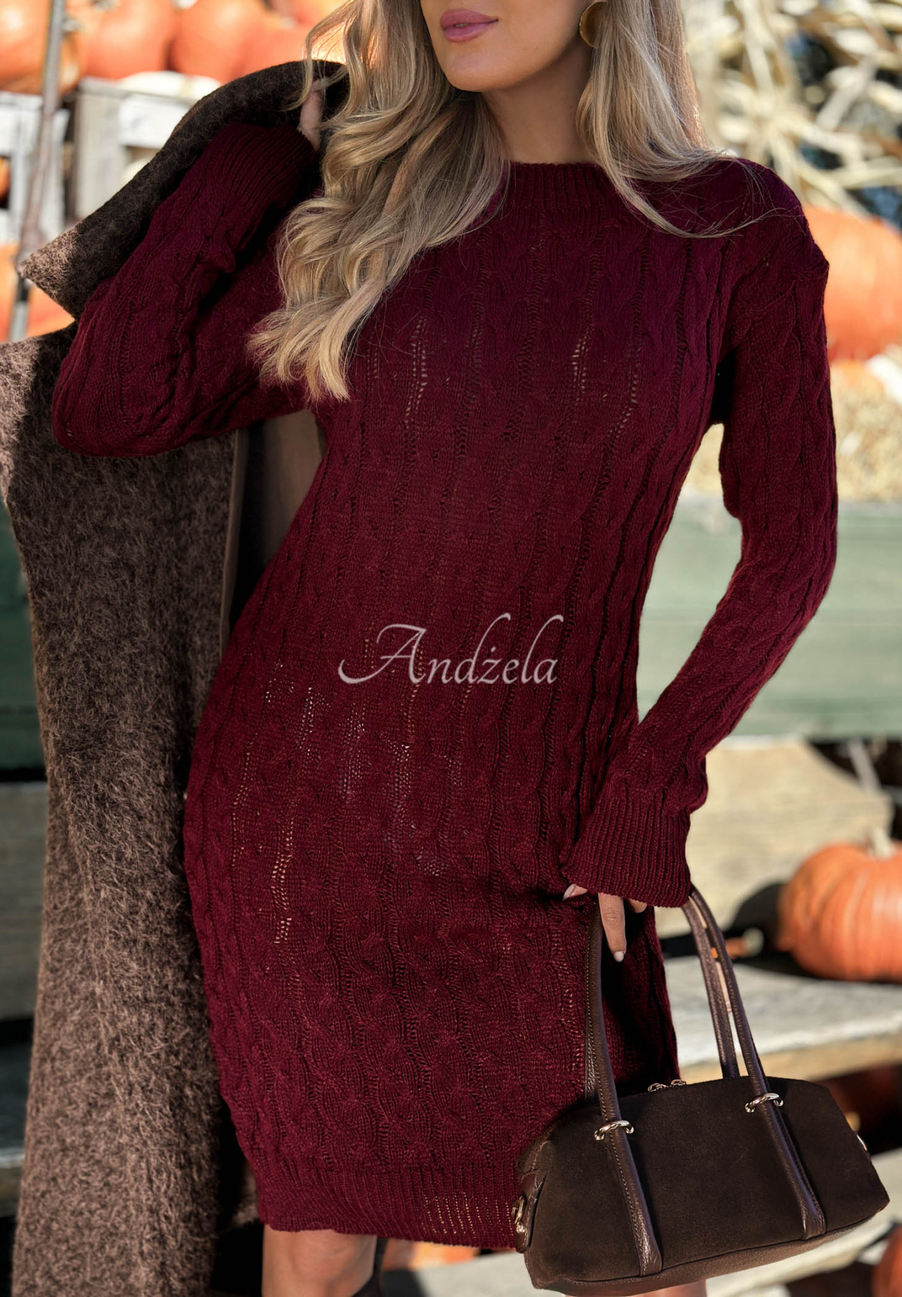 Strickkleid mit Mohair und Wolle Misty Darling Burgunderrot