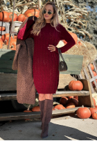 Sweterkowa Kleid midi z ozdobnym splotem Misty Darling Beige