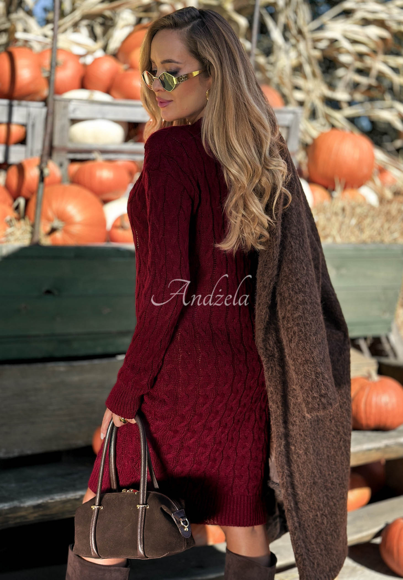 Strickkleid mit Mohair und Wolle Misty Darling Burgunderrot