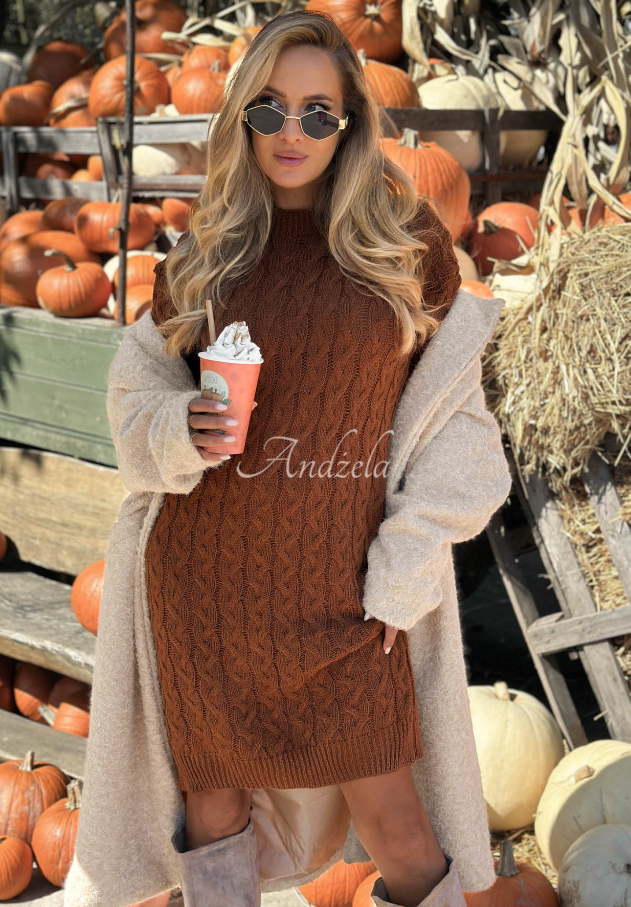 Strickkleid mit Mohair und Wolle Misty Darling rotblond