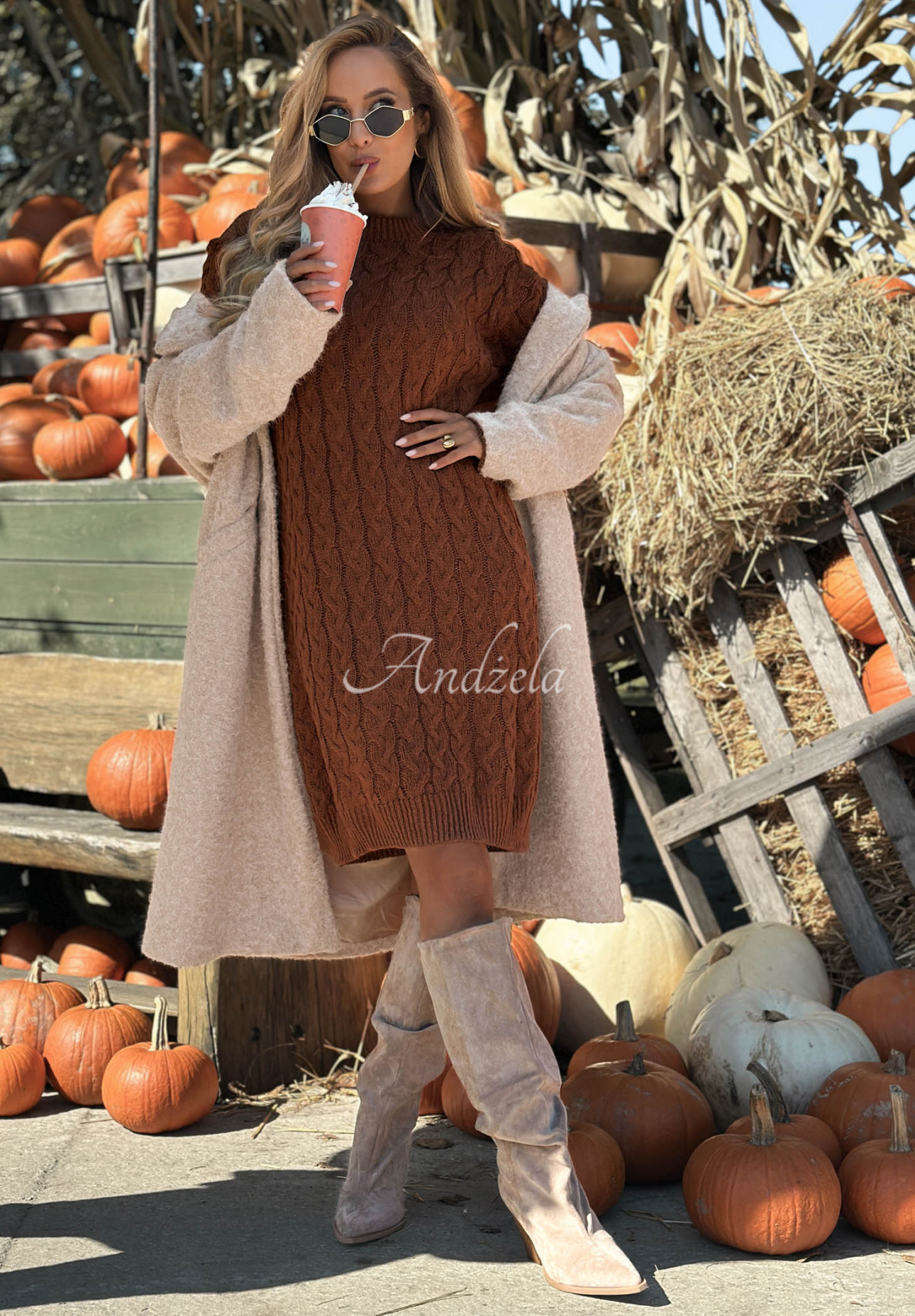 Strickkleid mit Mohair und Wolle Misty Darling rotblond