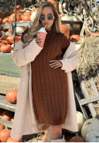 Sweterkowa Kleid midi z ozdobnym splotem Misty Darling Beige