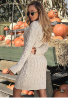 Sweterkowa Kleid midi z ozdobnym splotem Misty Darling Beige