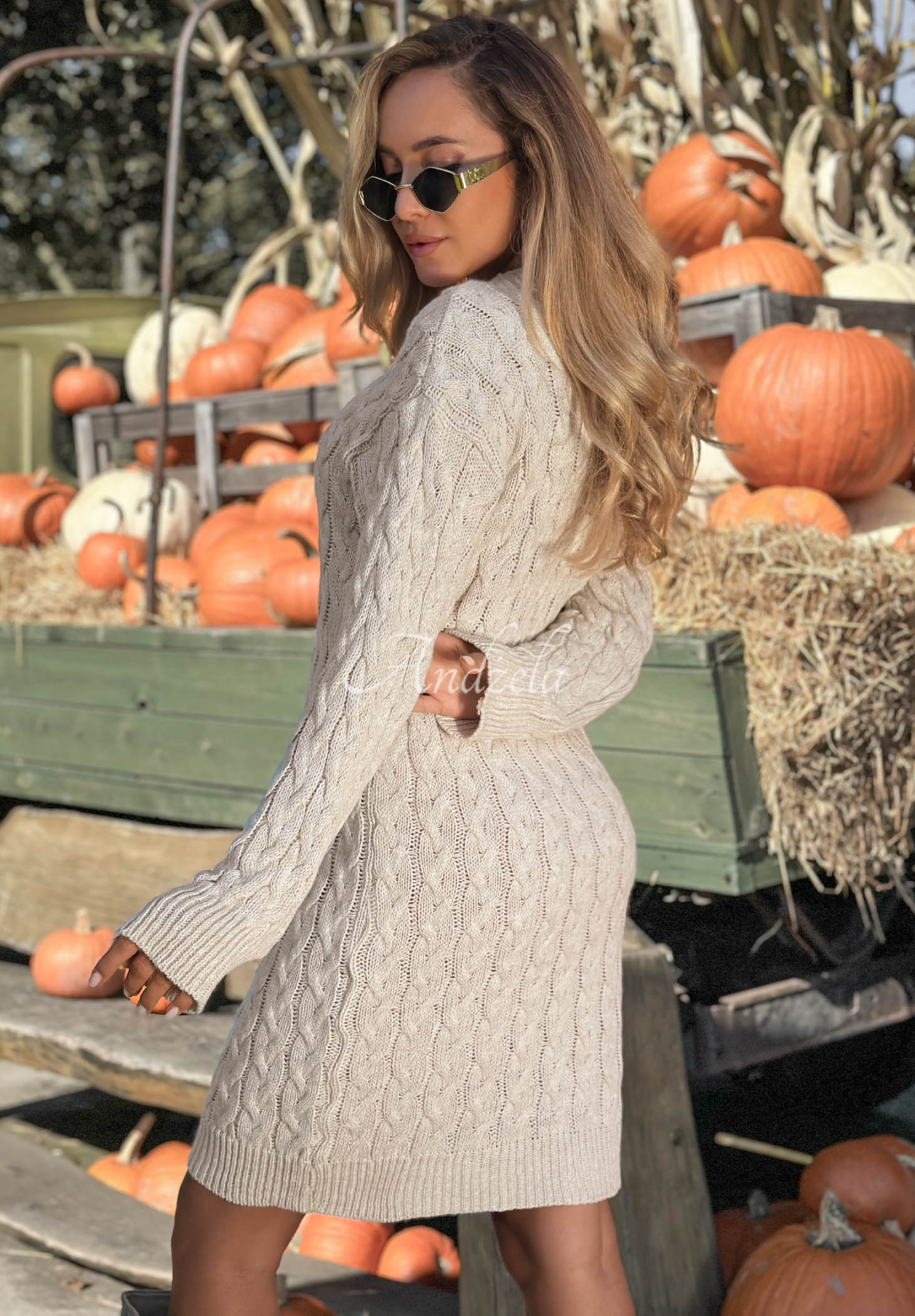 Strickkleid mit Mohair und Wolle Misty Darling Beige