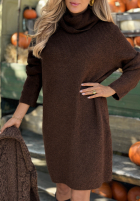 Dzianinowa Kleid z golfem Early Dusk Schokoladenbraun