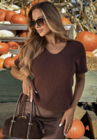 Moherowy Pullover z krótkimi rękawkami Honey Cloud Braun