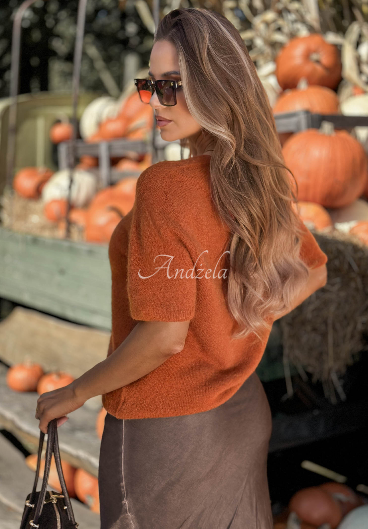 Weicher, kurzärmeliger Alpakapullover Honey Cloud rotblond