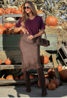 Rock maxi z koronką Subtle Lace Schokoladenbraun