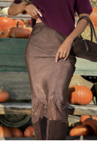 Rock maxi z koronką Subtle Lace Schokoladenbraun