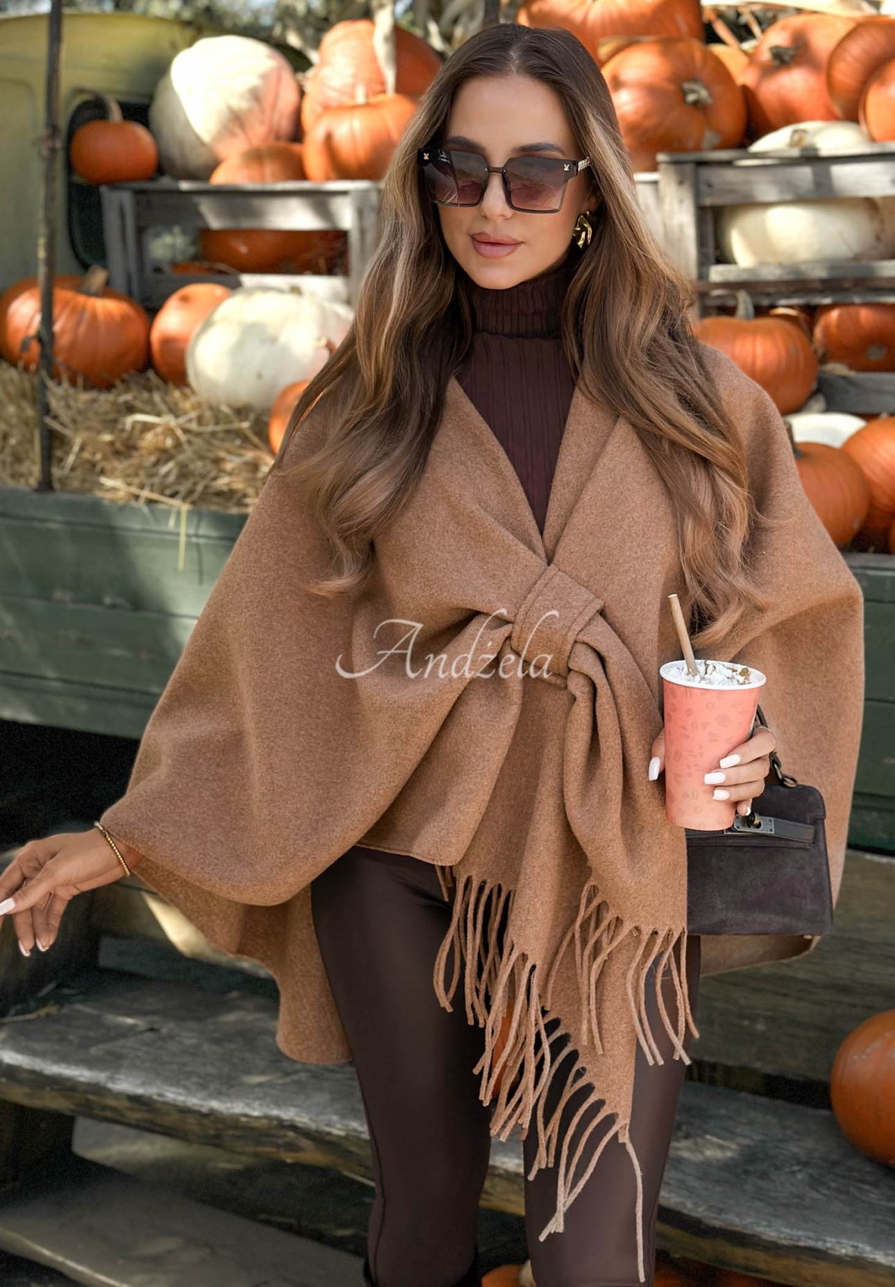 Wollponchoschal Misty Dream Camel