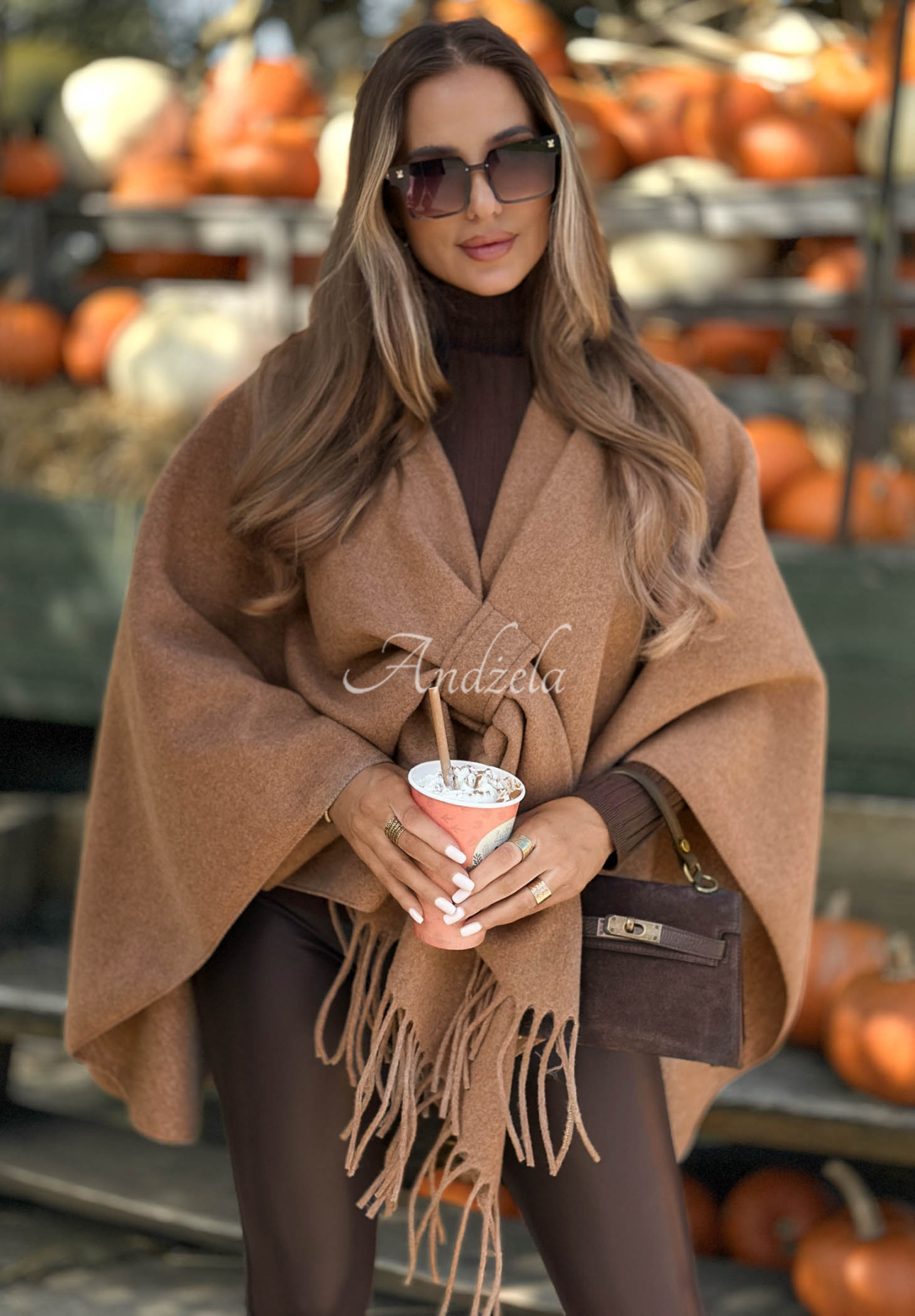 Wollponchoschal Misty Dream Camel