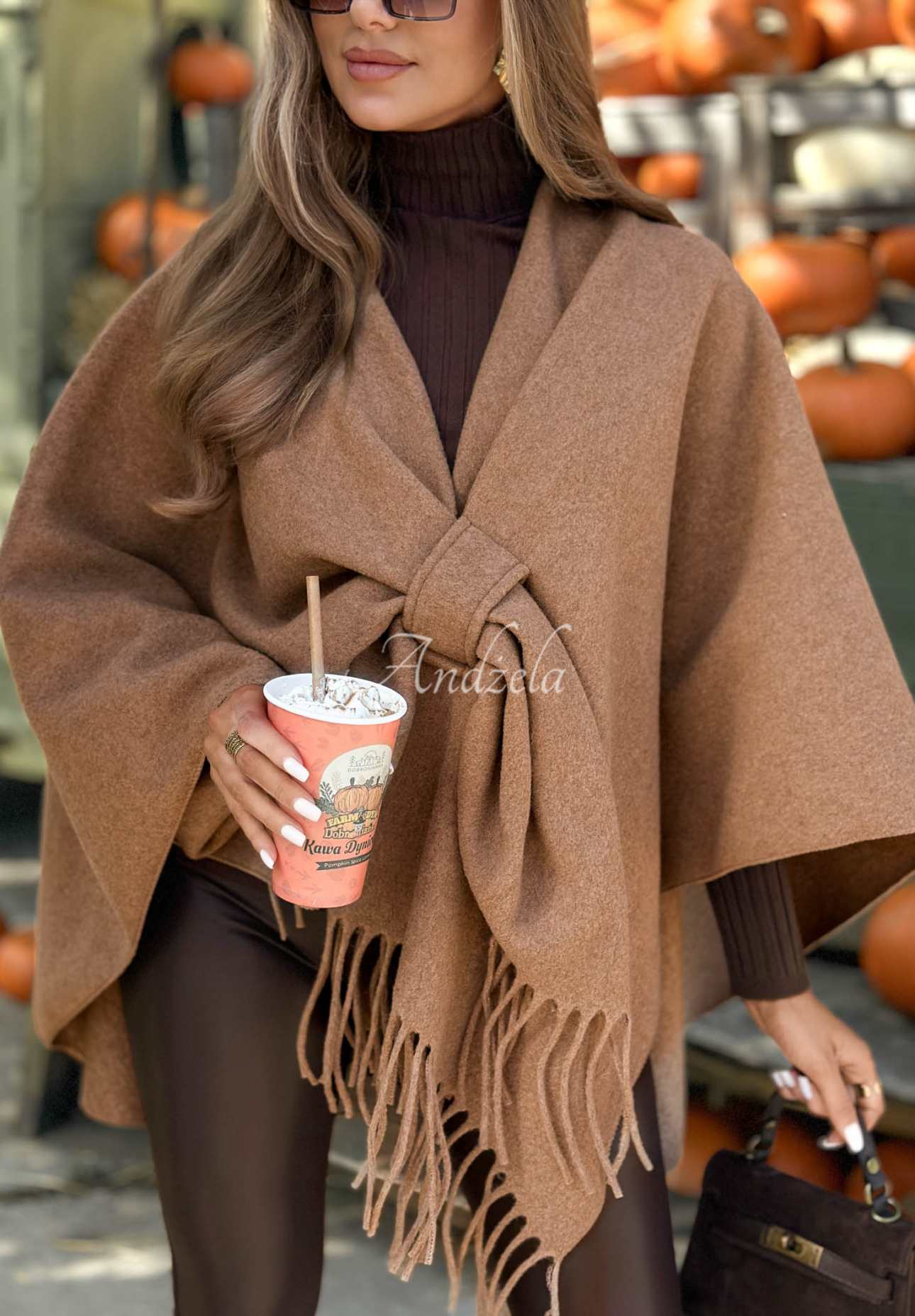 Wollponchoschal Misty Dream Camel