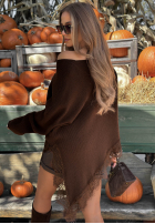 Asymetryczny Pullover z koronką Sweet Seduction Ecru