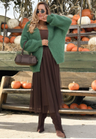 Moherowy Cardigan oversize bez zapięcia Cozy Latte Braun