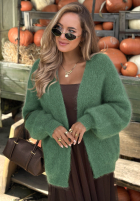Moherowy Cardigan oversize bez zapięcia Cozy Latte Braun