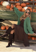 Moherowy Cardigan oversize bez zapięcia Cozy Latte Braun