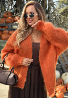 Moherowy Cardigan oversize bez zapięcia Cozy Latte Braun