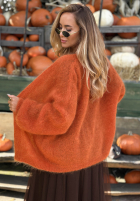 Moherowy Cardigan oversize bez zapięcia Cozy Latte Braun