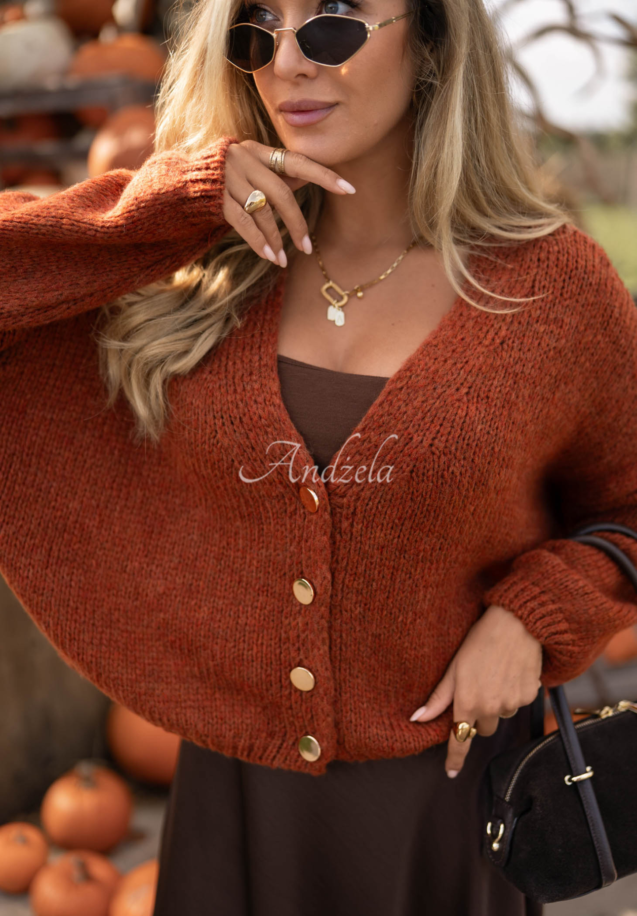Kurzer Oversize-Cardigan mit Verschluss Cloud Touch rotblond