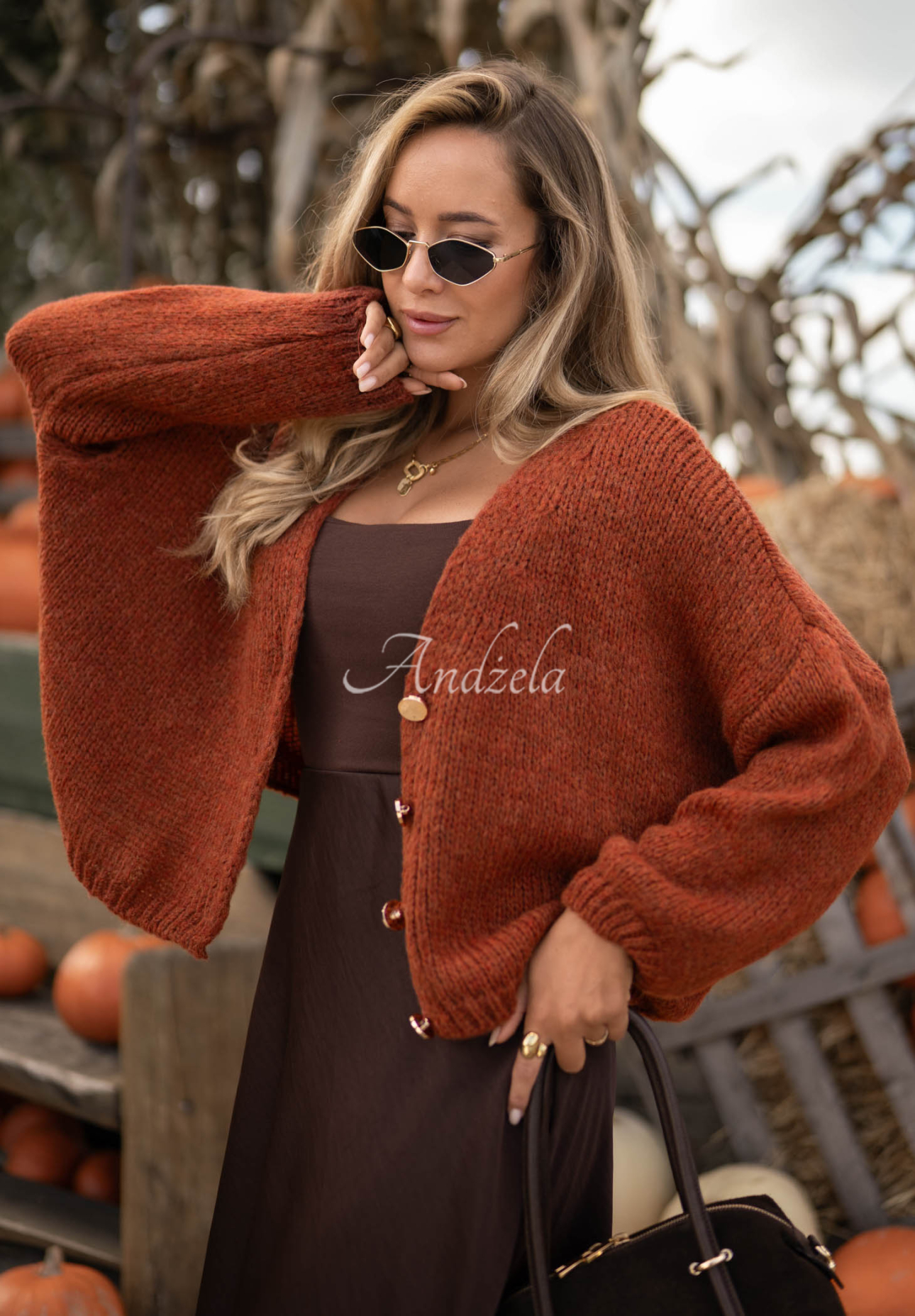 Kurzer Oversize-Cardigan mit Verschluss Cloud Touch rotblond