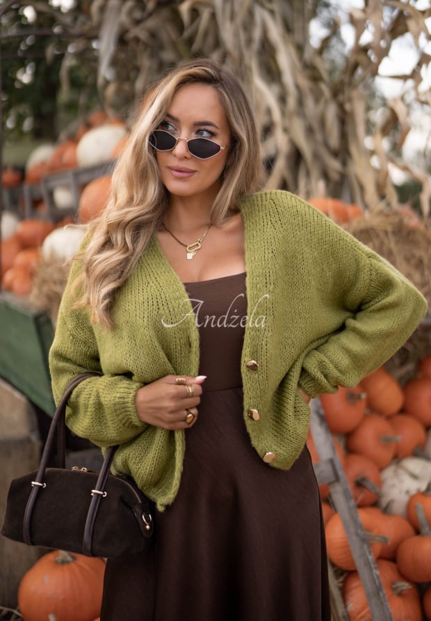 Kurzer Oversize-Cardigan mit Verschluss Cloud Touch Olivgr&uuml;n