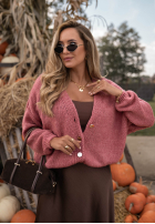 Krótki Cardigan oversize z zapięciem Cloud Touch Himbeerrot