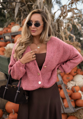 Kurzer Oversize-Cardigan mit Verschluss Cloud Touch Himbeerrot