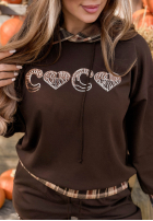 Sweatshirt z kapturem w kratę Coco Love Schokoladenbraun