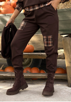 Material Hose z naszywkami w kratę Coco Love Schokoladenbraun