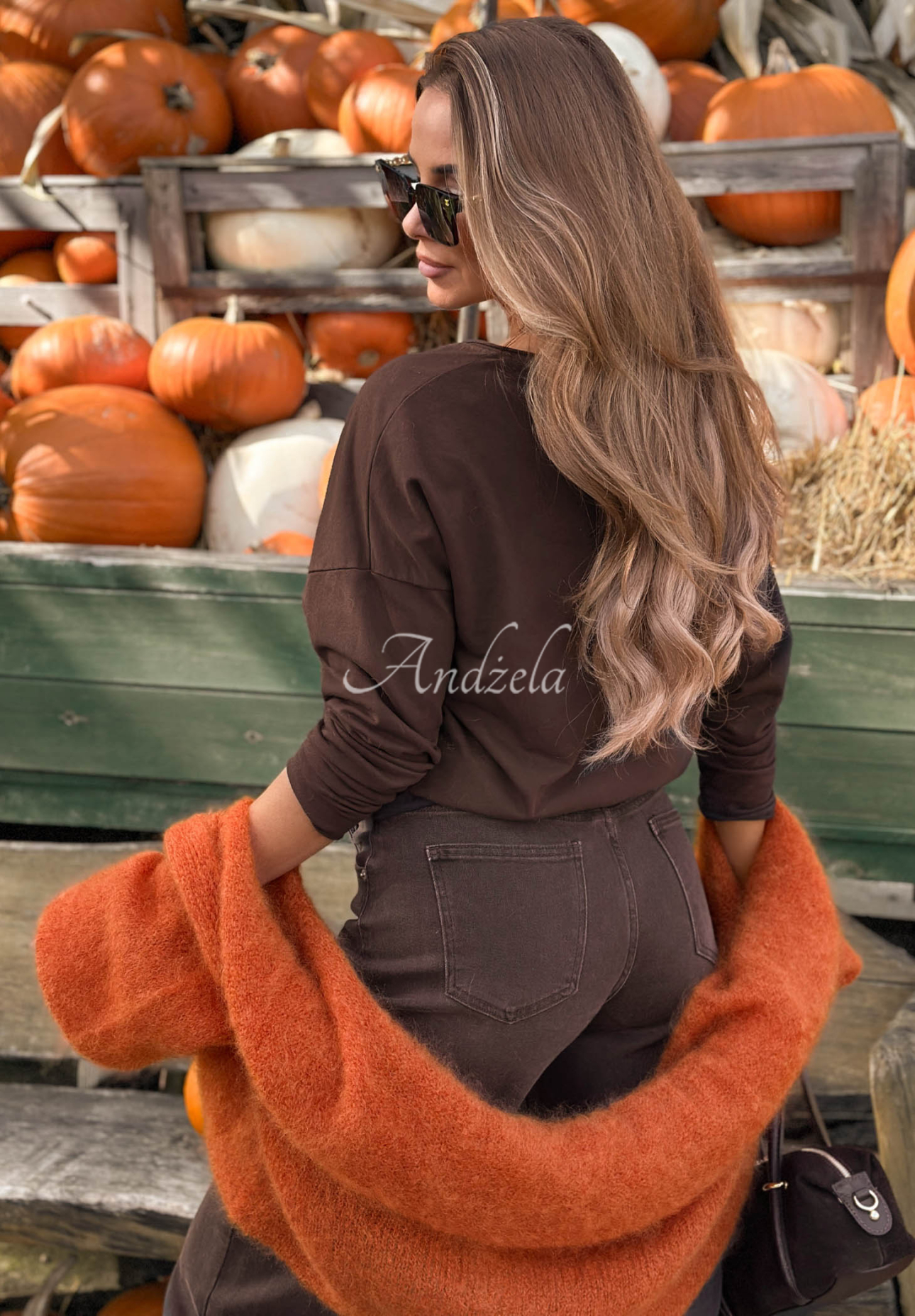 Langärmlige Baumwollbluse mit Blumenprint Autumn Sweetie Schokoladenbraun