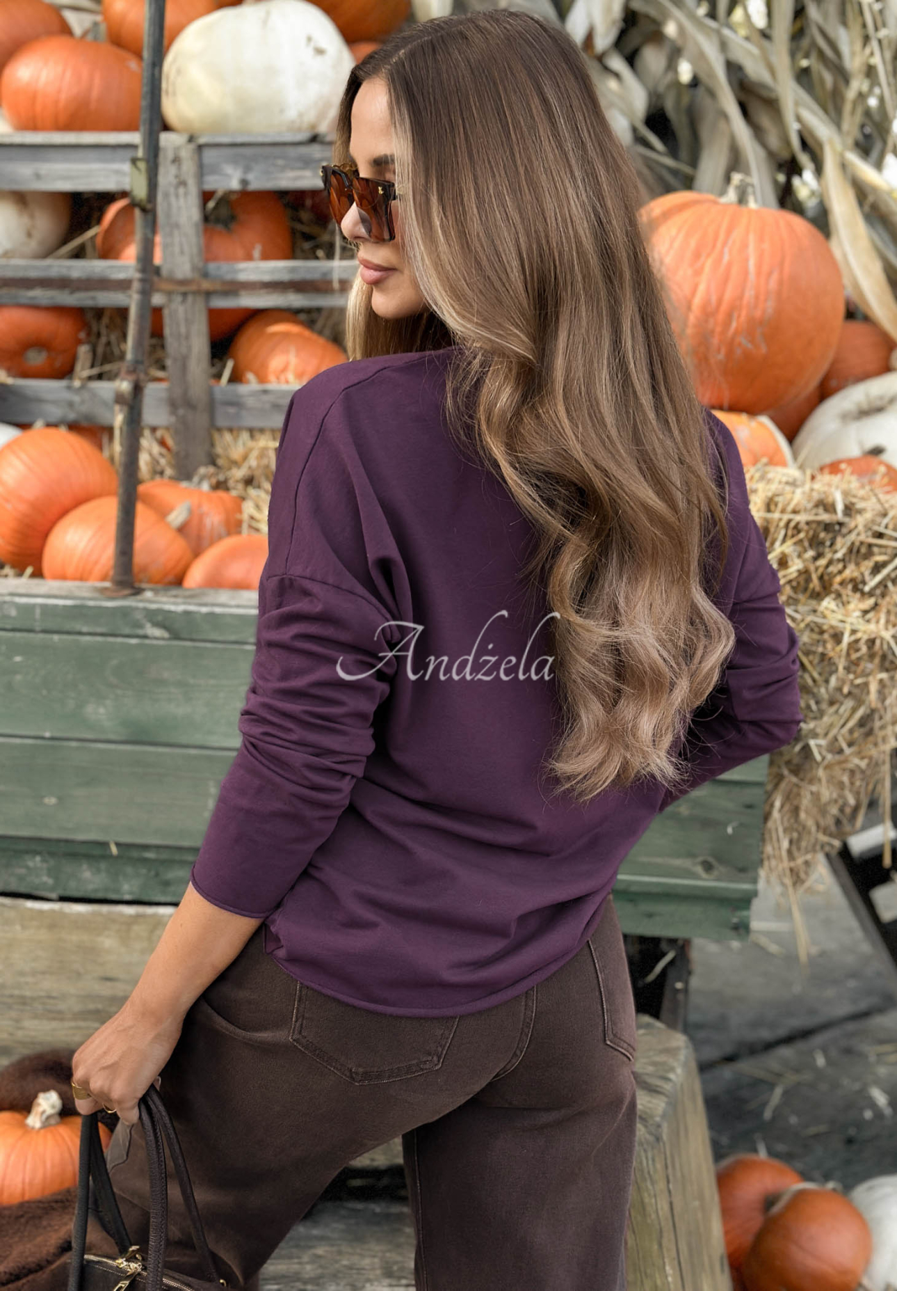 Langärmlige Baumwollbluse mit Blumenprint Autumn Sweetie Beerenfarben
