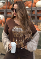 Leicht Pullover z nadrukiem Golden Dreams Schokoladenbraun