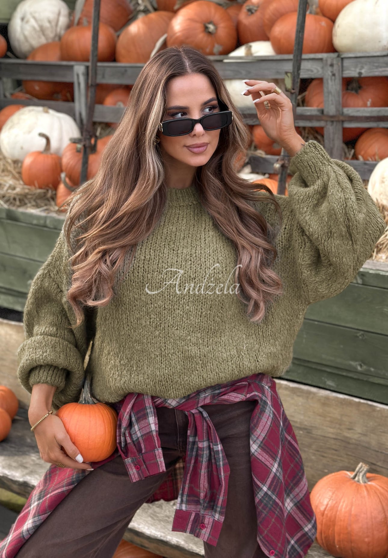 Weicher Oversize-Pullover mit Wolle und Viskose Cloud Babe Khaki