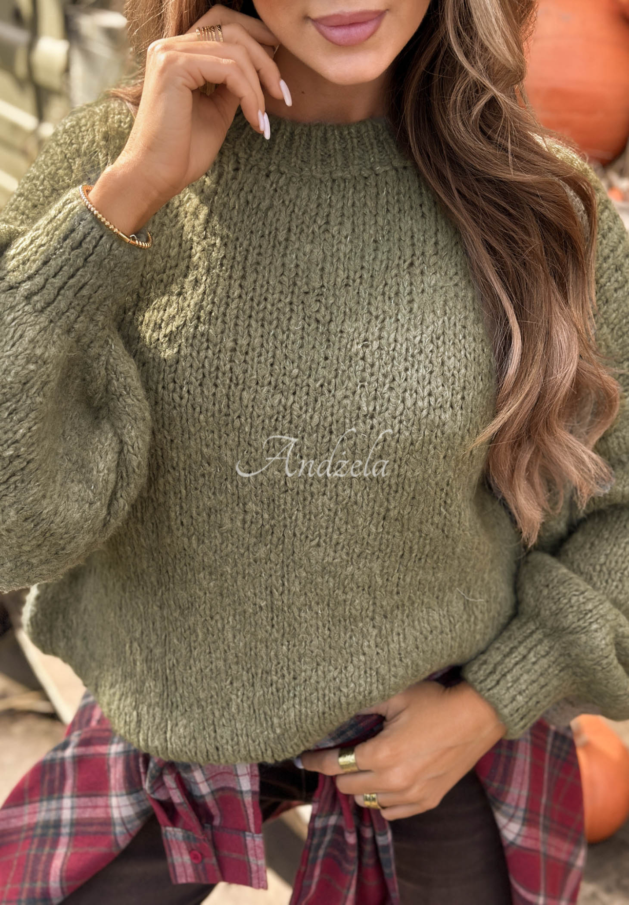Weicher Oversize-Pullover mit Wolle und Viskose Cloud Babe Khaki