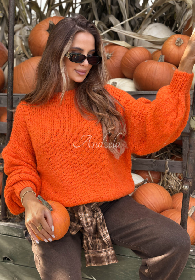 Weicher Oversize-Pullover mit Wolle und Viskose Cloud Babe Orange