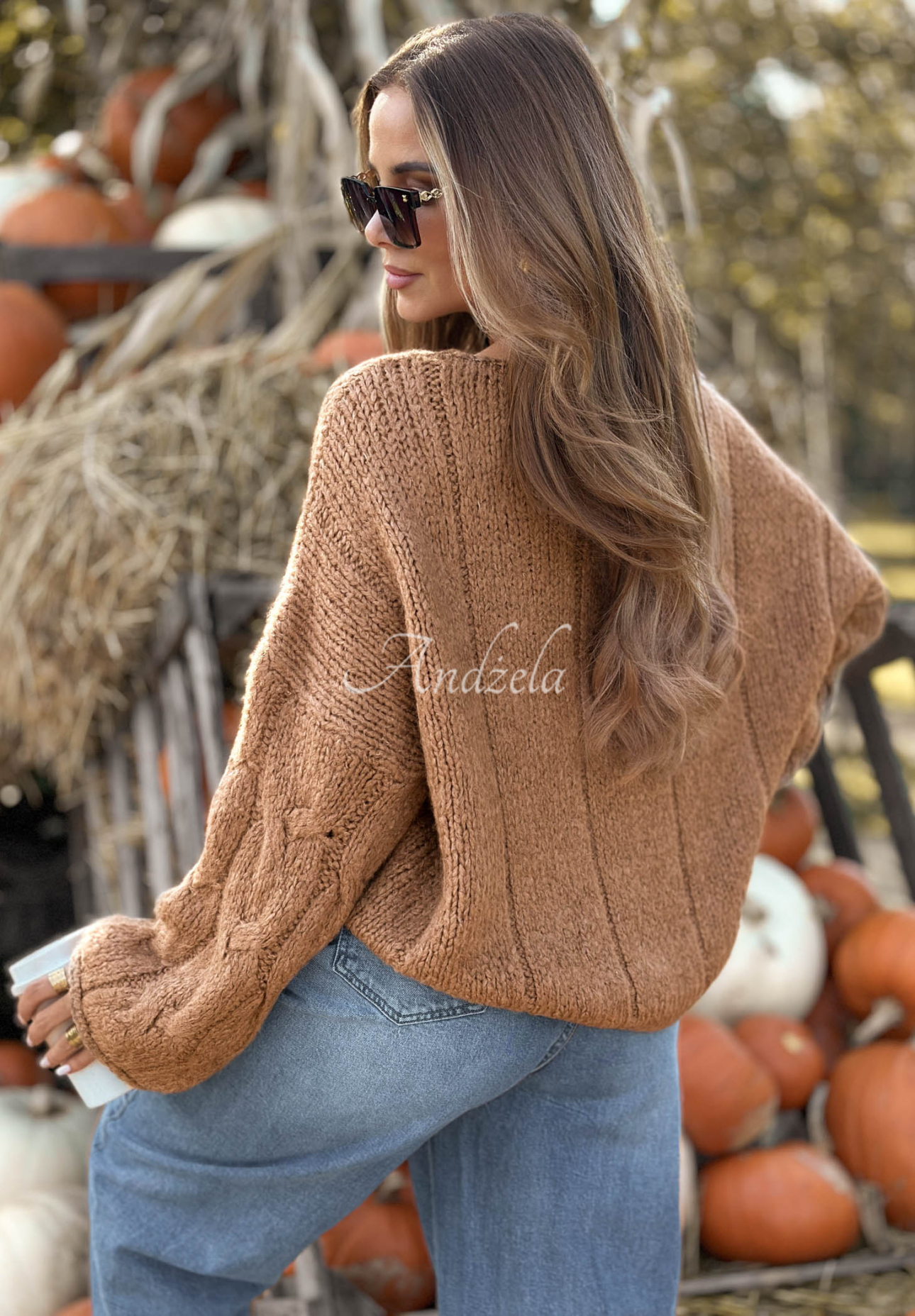 Pullover mit dekorativem Strickmuster und Wolle und Viskose Winter Diary Camel