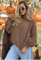 Pullover mit Puffärmeln Maybe Never Mokkafarben