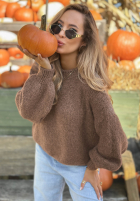Pullover mit Puffärmeln Maybe Never Mokkafarben