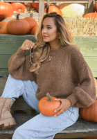 Pullover mit Puffärmeln Maybe Never Mokkafarben