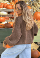 Pullover mit Puffärmeln Maybe Never Mokkafarben