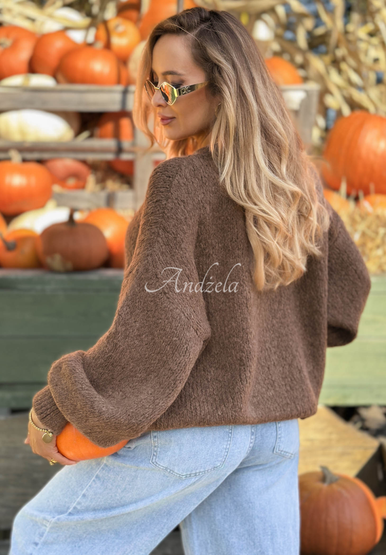 Pullover mit Puffärmeln Maybe Never Mokkafarben