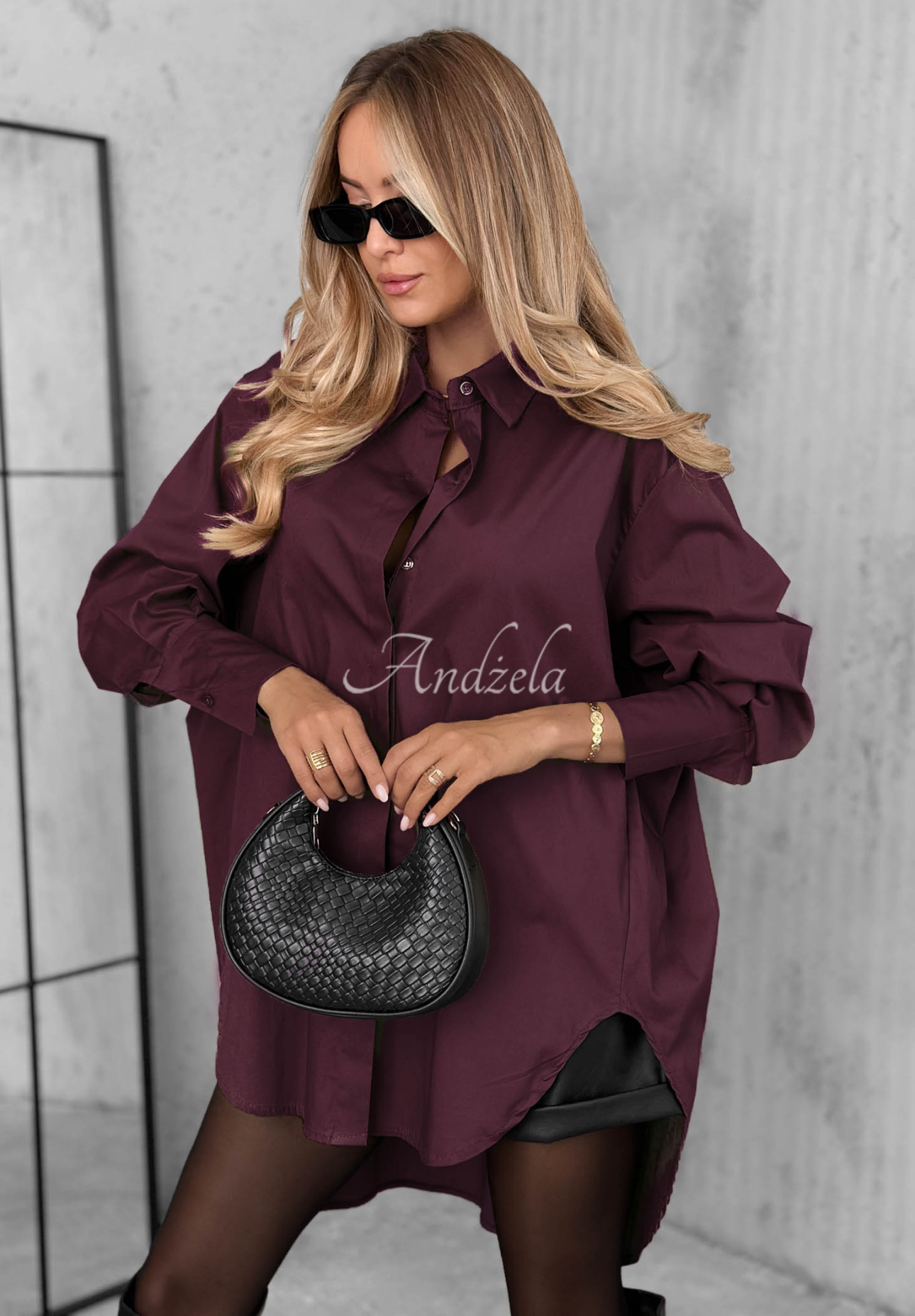 Asymmetrisches Baumwollhemd mit Kragen Soft Darling Beerenfarben
