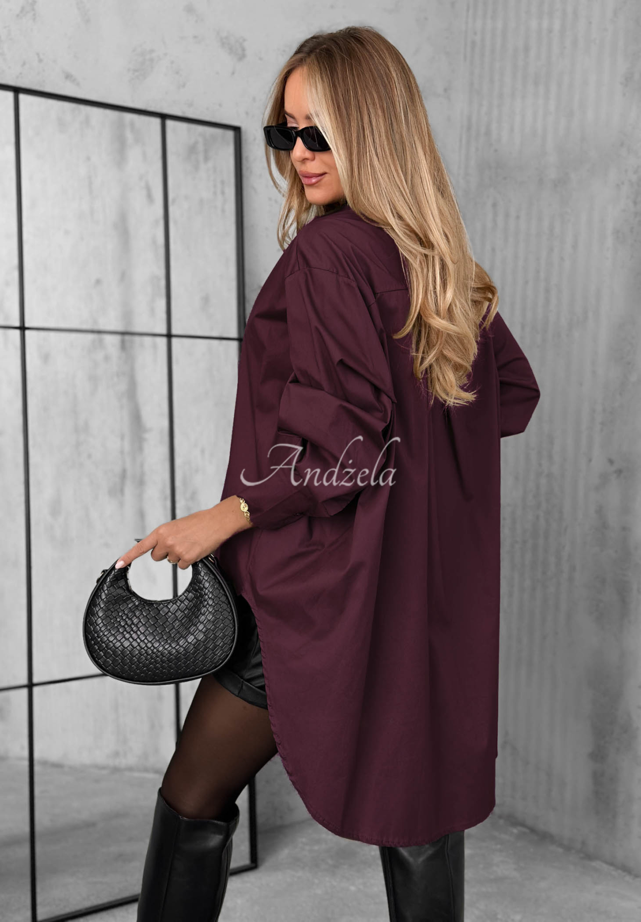 Asymmetrisches Baumwollhemd mit Kragen Soft Darling Beerenfarben