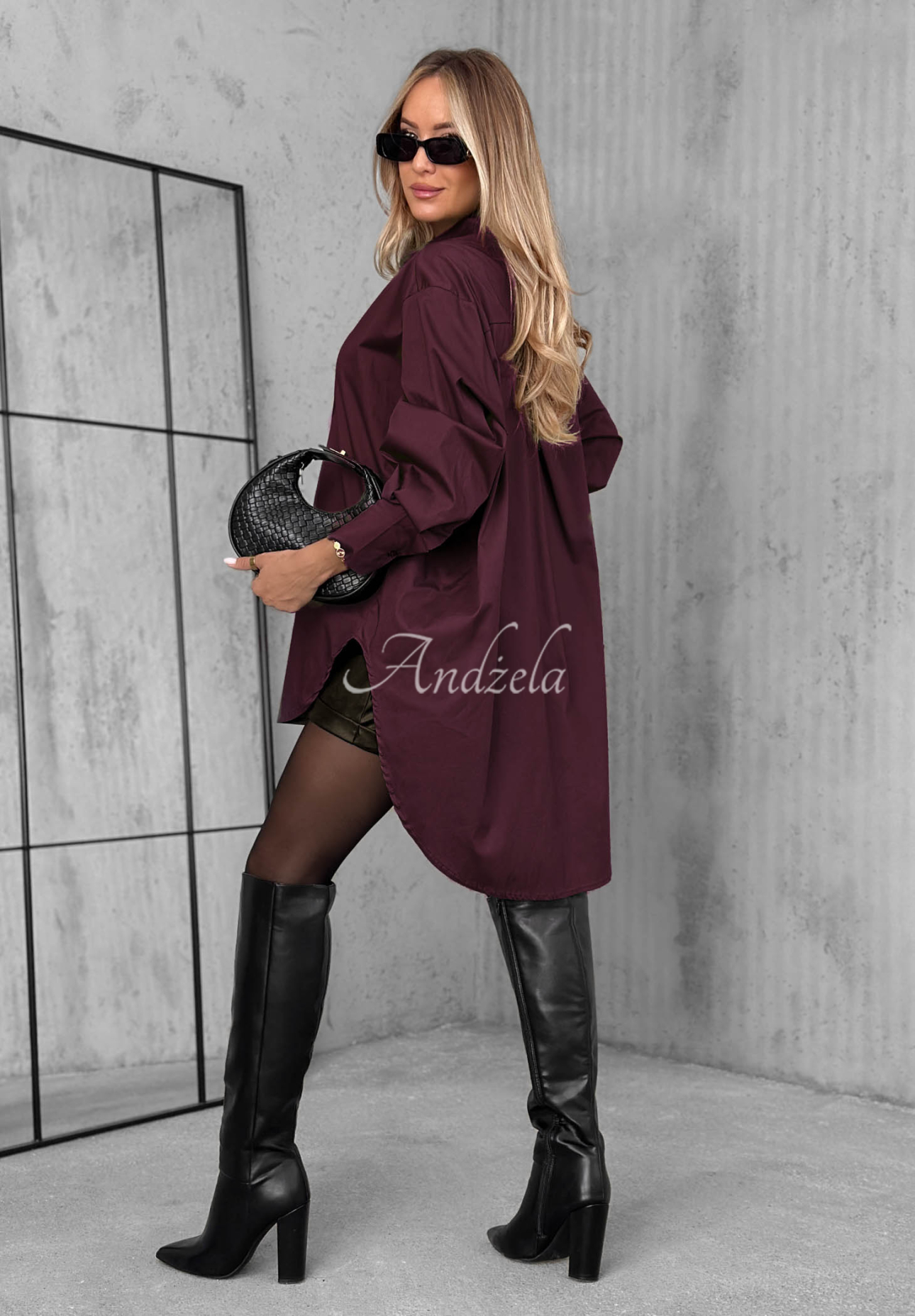 Asymmetrisches Baumwollhemd mit Kragen Soft Darling Beerenfarben