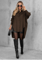 Asymetryczna Hemd z kołnierzem Soft Darling Khaki