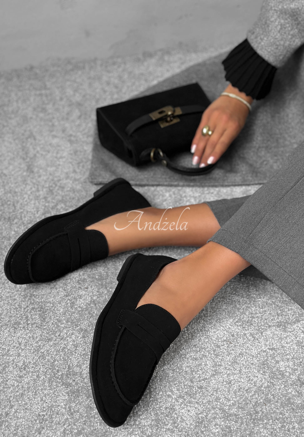Wildledermokassins Amber Lane Schwarz