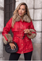 Skórzana Jacke parka z futerkiem Misty Skies Rot